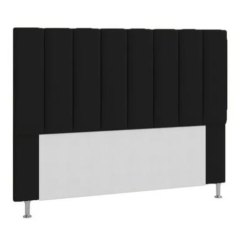 Cabeceira Estofada Libia 140CM Casal Courino Preto - D A DECOR