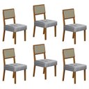 Ver imagem 1 de Kit de 6 Cadeiras para Sala de Jantar Pés em Madeira Maciça Liz Cinza/Cinamomo/Linho Prata