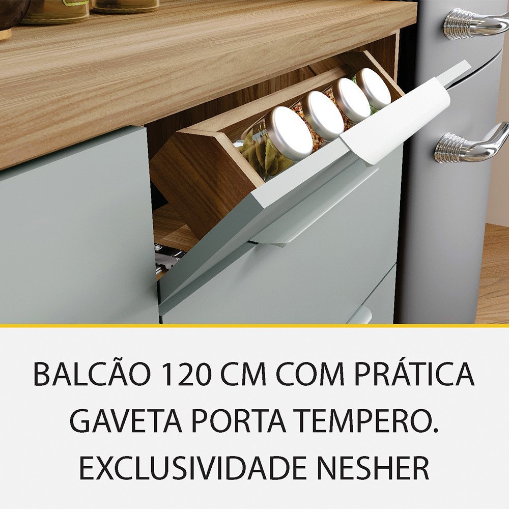 Cozinha 5 Peças 7 Portas 6 Gavetas Ripado Marquesa 100 Mdf - 13