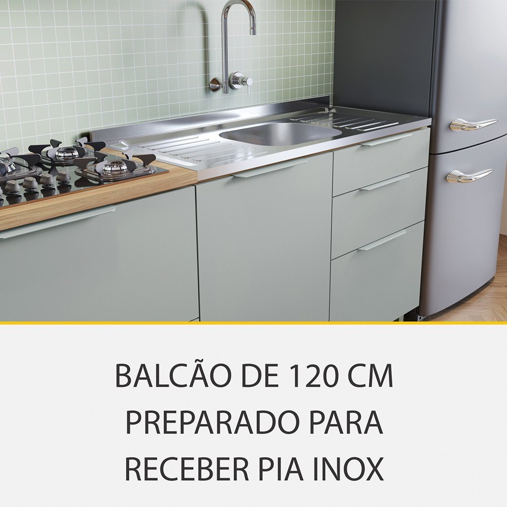 Cozinha 5 Peças 7 Portas 6 Gavetas Ripado Marquesa 100 Mdf - 5