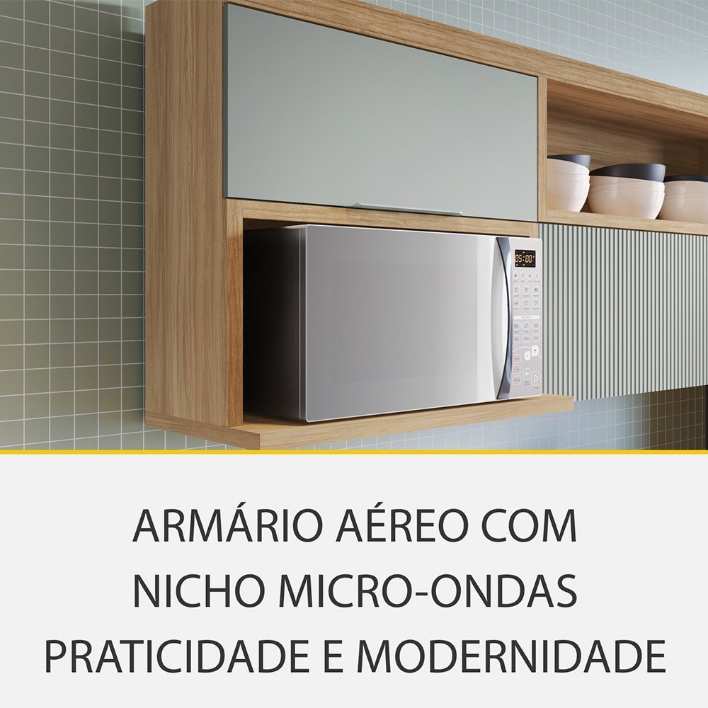 Cozinha 5 Peças 7 Portas 6 Gavetas Ripado Marquesa 100 Mdf - 2