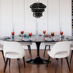 Mesa de Jantar Saarinen Tulipa Oval 4 A 6 Lugares 140x90cm Preto Laca - 4