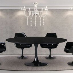 Mesa de Jantar Saarinen Tulipa Oval 4 A 6 Lugares 140x90cm Preto Laca - 3