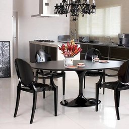 Mesa de Jantar Saarinen Tulipa Oval 4 A 6 Lugares 140x90cm Preto Laca - 2