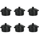 Ver imagem 1 de Kit 6 Mini Caçarola Cerâmica Preta Esmaltada 250ml Moderna Panelinha para Festa Buffet Servir