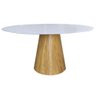 Mesa de Jantar Cone Oval 140x90 - Branco/Madeira 4 A 6 Lugares - 1