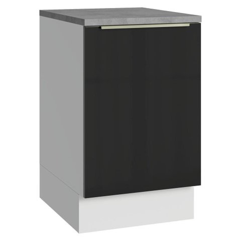Balcão de Cozinha 50 Cm 1 Porta Branco/preto Lux Madesa Branco/preto
