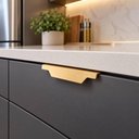 Ver imagem 2 de Kit 6 Puxadores Dourados Sobrepor 15cm Aço Carbono Organize Masutti Móveis Cozinha Banheiro