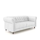 Ver imagem 2 de Sofá Living Sala de Estar Stanford Chesterfield 2 Lugares 200cm Pés de Madeira Couro Branco G58 - Gr