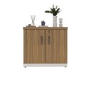 Ver imagem 4 de Armário Baixo para Escritório 80cm x 45cm com 2 Portas e Chave Corporate F5 Marrom/Macadâmia/Branco