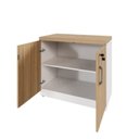 Ver imagem 7 de Armário Baixo para Escritório 80cm x 45cm com 2 Portas e Chave Corporate F5 Marrom/Macadâmia/Branco
