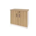 Ver imagem 2 de Armário Baixo para Escritório 80cm x 45cm com 2 Portas e Chave Corporate F5 Marrom/Macadâmia/Branco
