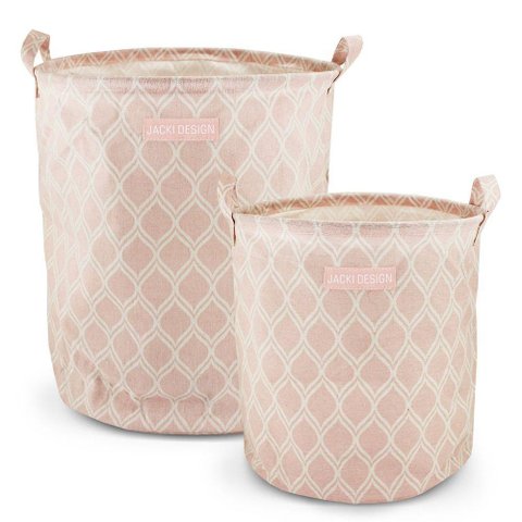 Conjunto de Cesto para Roupa M e G Rosa - Listrada