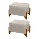 Ver imagem 1 de Kit 2 Puffs Canastra Pés de Madeira Maciça Suede Bege
