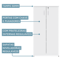 Ver imagem 5 de Armário para Escritório Multiuso Alto 2 Portas com Chave Yescasa Cinza
