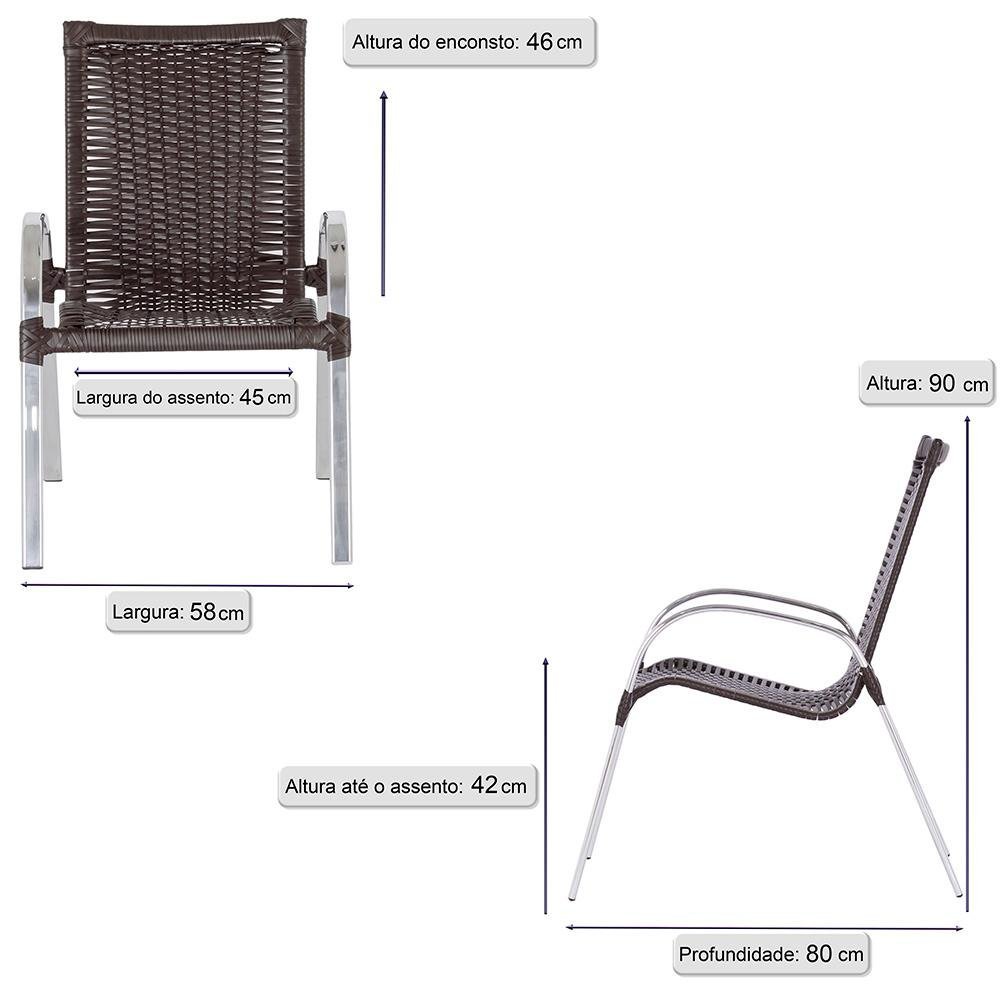 Jogo Com 6 Cadeiras Para Varanda Em Aluminio E Fibra Toquio