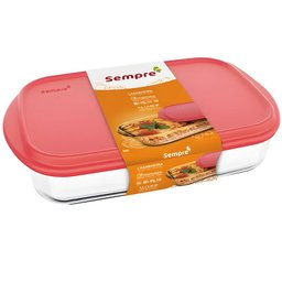 Travessa de Vidro com Tampa Retangular Sempre Assadeira 4l - 5