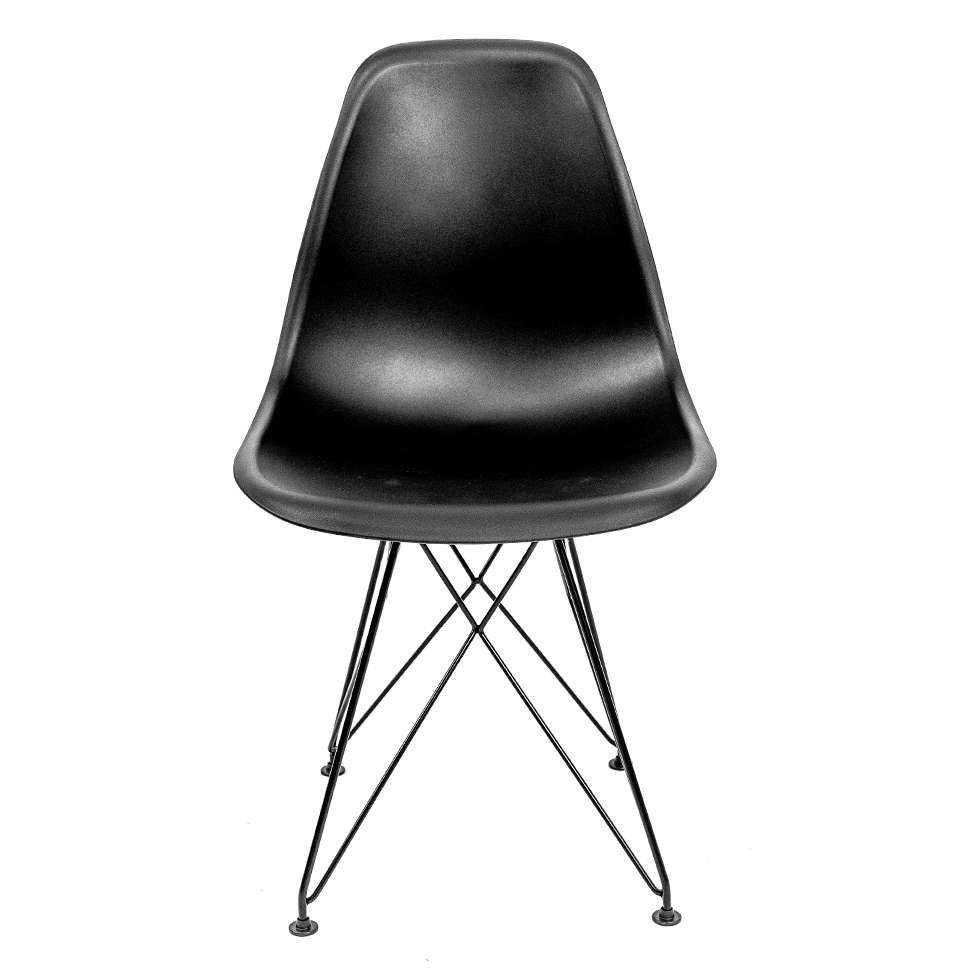 Cadeira Charles Eames Ferro Preto Assento Preto - 2