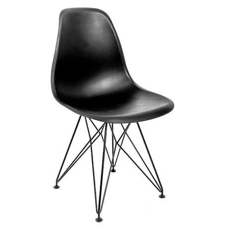 Cadeira Charles Eames Ferro Preto Assento Preto - 1