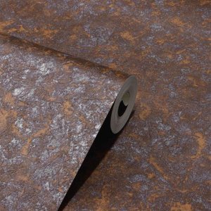 Papel de Parede Efeito Aço Corten Cinza e Marrom Vinilico Lavável+cola para Aplicação