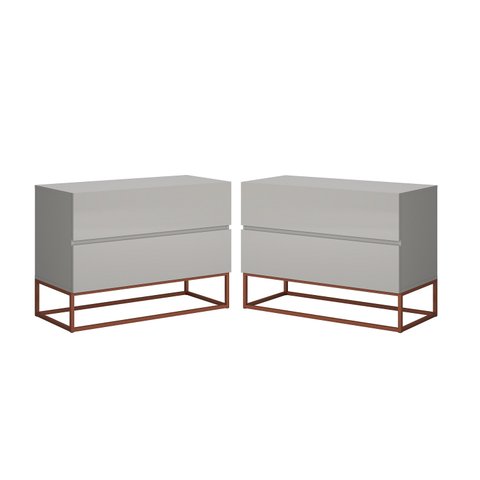 Conjunto 2 mesa de cabeceira eros industrial 60CM off white / cobre