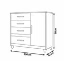 Ver imagem 2 de Cômoda Sapateira Vênus 1 Porta Frisada 4 Gavetas para Quarto Flex Branco Rosa Azul Moval