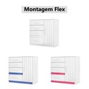 Ver imagem 4 de Cômoda Sapateira Vênus 1 Porta Frisada 4 Gavetas para Quarto Flex Branco Rosa Azul Moval