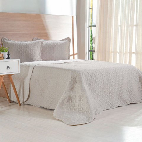 Kit Cobre Leito Casal Ultra Lisse Lisa New 100% Poliéster 210x230cm Cashmere