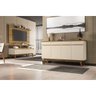 Conjunto Painel Chanel com Rack Rubi e Buffet Opala Cinamomo com Off White - Móveis Bechara - 2