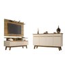 Conjunto Painel Chanel com Rack Rubi e Buffet Opala Cinamomo com Off White - Móveis Bechara - 1