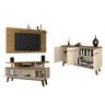 Conjunto Painel Chanel com Rack Rubi e Buffet Opala Cinamomo com Off White - Móveis Bechara - 5