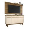 Conjunto Painel Chanel com Rack Rubi e Buffet Opala Cinamomo com Off White - Móveis Bechara - 3