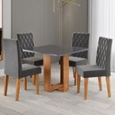 Ver imagem 1 de Mesa de Jantar 4 Lugares Magiore com Vidro Mel/grafite/veludo Cinza - Viero Móveis