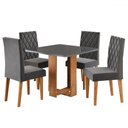 Ver imagem 2 de Mesa de Jantar 4 Lugares Magiore com Vidro Mel/grafite/veludo Cinza - Viero Móveis