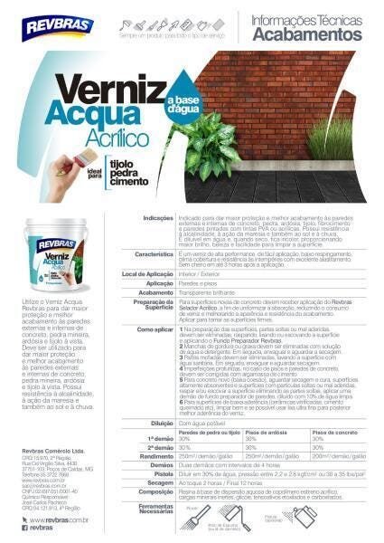 Verniz Acqua Natural Revbras 18L - 2