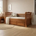 Ver imagem 1 de Bicama Solteiro Americana Luiza Cama Auxiliar 3 Gavetas Pinus Castanho Claro Marrom