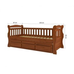 Bicama Solteiro Americana Luiza Cama Auxiliar 3 Gavetas Pinus Castanho Claro - 3