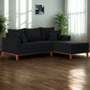 Ver imagem 4 de Sofá 3 Lugares Beny com Chaise Direito Linho Preto