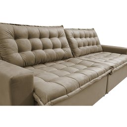 Sofá Retrátil e Reclinável e Cama 2,95M Cama Inbox Flex Suede Velusoft Bege - 4