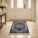 Ver imagem 2 de Tapete Persa Royal Azul 50x85cm Fio Acetinado - Ideal para Quarto e Sala