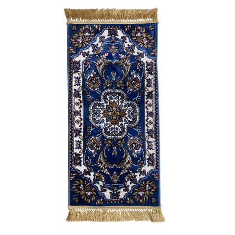 Tapete Persa Royal Azul 50x85cm Fio Acetinado - Ideal para Quarto e Sala