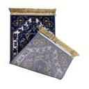 Ver imagem 3 de Tapete Persa Royal Azul 50x85cm Fio Acetinado - Ideal para Quarto e Sala