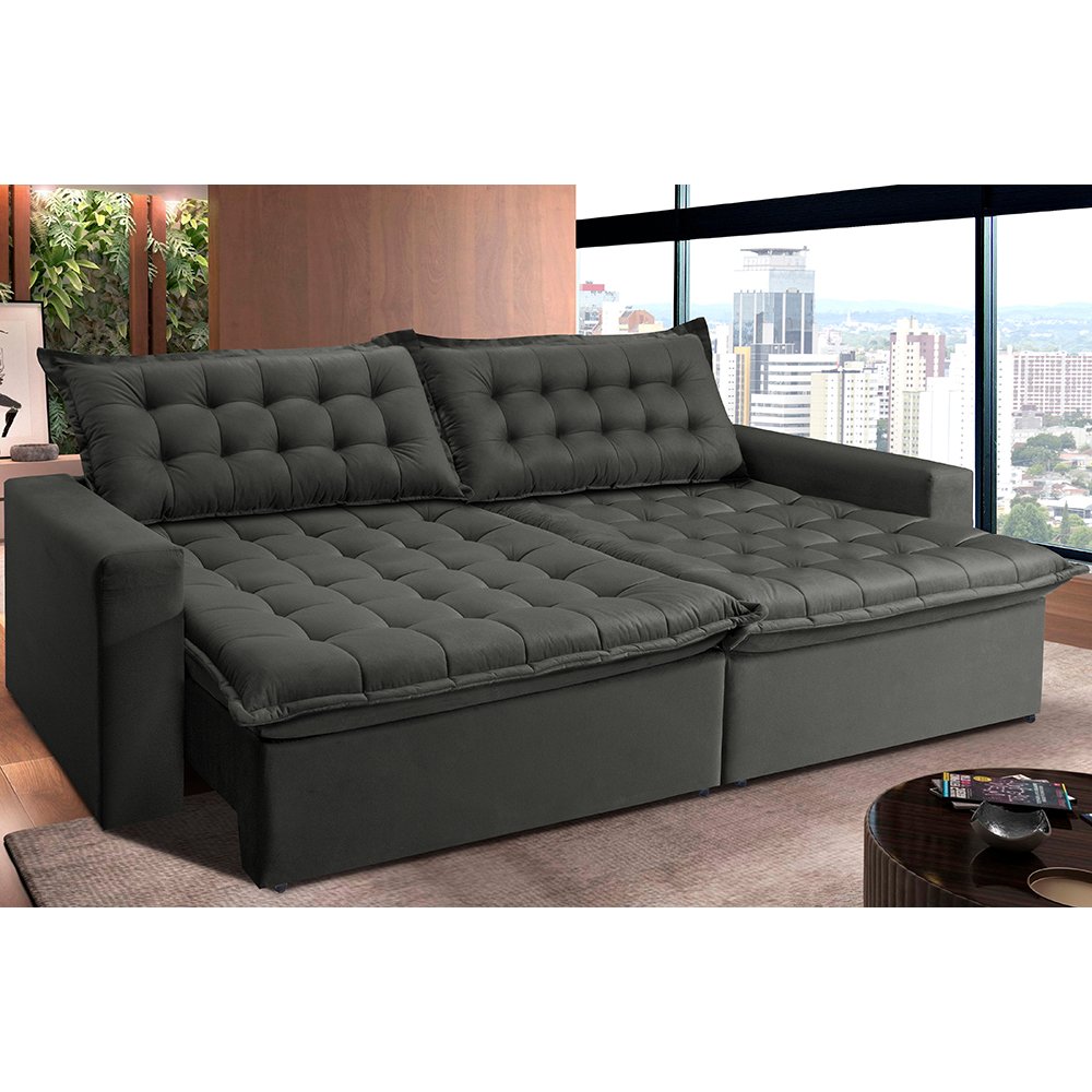 Sofá Retrátil e Reclinável e Cama 2,75M Cama Inbox Flex Suede Velusoft Cinza é boa?