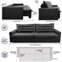 Ver imagem 2 de Sofá Retrátil e Reclinável e Cama 2,75M Cama Inbox Flex Suede Velusoft Cinza