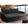 Sofá Retrátil e Reclinável e Cama 2,75M Cama Inbox Flex Suede Velusoft Preto - 1