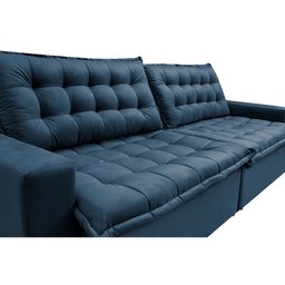 Sofá Retrátil e Reclinável e Cama 2,95M Cama Inbox Flex Suede Velusoft Azul - 4