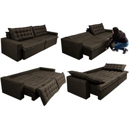 Sofá Retrátil e Reclinável e Cama 2,95M Cama Inbox Flex Suede Velusoft Café - 7