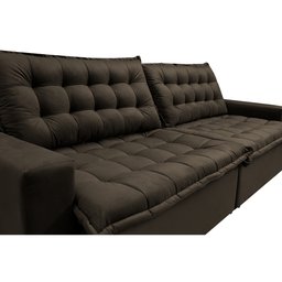 Sofá Retrátil e Reclinável e Cama 2,95M Cama Inbox Flex Suede Velusoft Café - 4