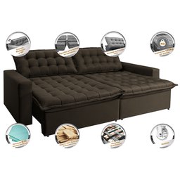 Sofá Retrátil e Reclinável e Cama 2,95M Cama Inbox Flex Suede Velusoft Café - 3