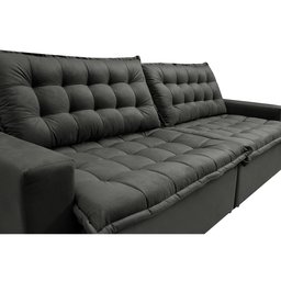 Sofá Retrátil e Reclinável e Cama 2,95M Cama Inbox Flex Suede Velusoft Cinza - 4